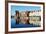 Europe, Poland, Gdansk, Canal Side Houses and Gdansk Crane-Christian Kober-Framed Photographic Print