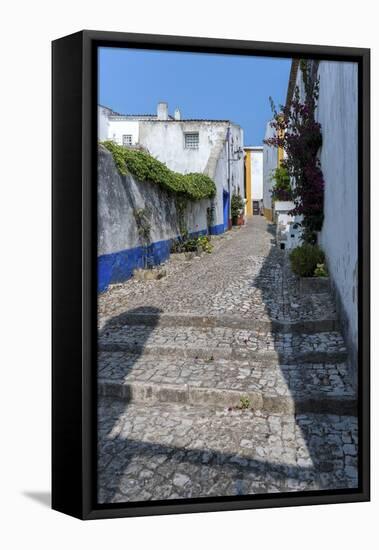 Europe, Portugal, Obidos, Cobblestone Street-Lisa S. Engelbrecht-Framed Premier Image Canvas