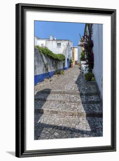 Europe, Portugal, Obidos, Cobblestone Street-Lisa S. Engelbrecht-Framed Photographic Print