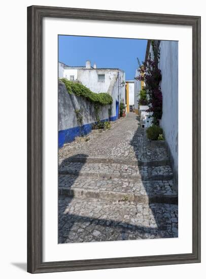 Europe, Portugal, Obidos, Cobblestone Street-Lisa S. Engelbrecht-Framed Photographic Print