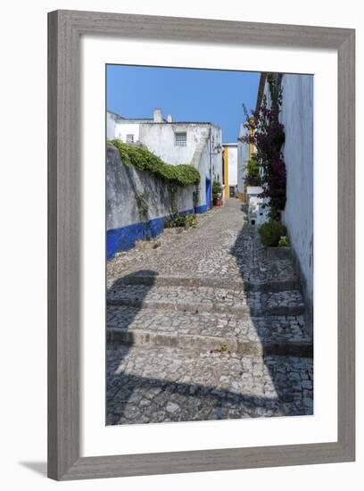 Europe, Portugal, Obidos, Cobblestone Street-Lisa S. Engelbrecht-Framed Photographic Print
