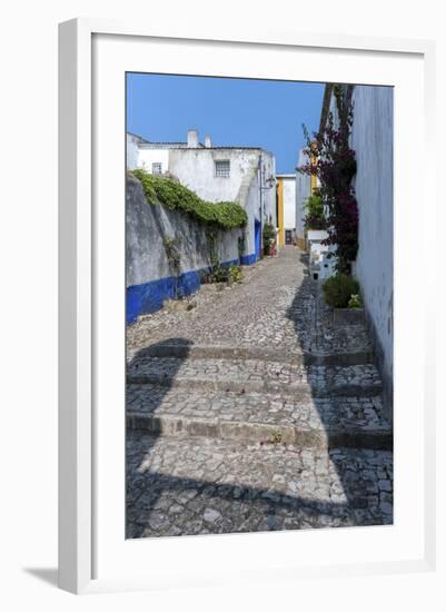 Europe, Portugal, Obidos, Cobblestone Street-Lisa S. Engelbrecht-Framed Photographic Print