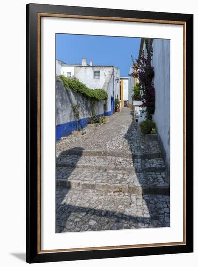 Europe, Portugal, Obidos, Cobblestone Street-Lisa S. Engelbrecht-Framed Photographic Print