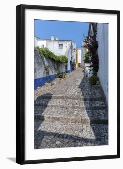 Europe, Portugal, Obidos, Cobblestone Street-Lisa S. Engelbrecht-Framed Photographic Print