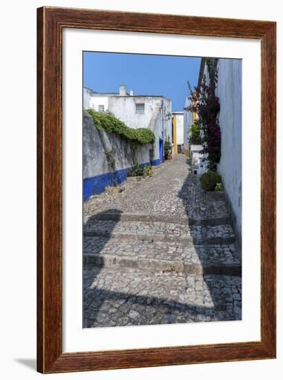 Europe, Portugal, Obidos, Cobblestone Street-Lisa S. Engelbrecht-Framed Photographic Print