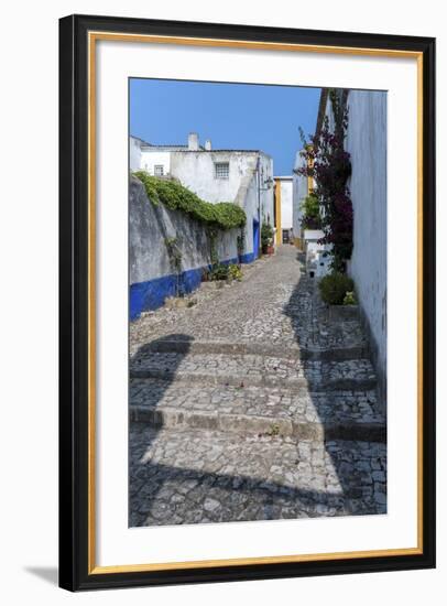 Europe, Portugal, Obidos, Cobblestone Street-Lisa S. Engelbrecht-Framed Photographic Print