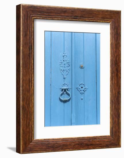 Europe, Portugal, Obidos, Painted Blue Door-Lisa S. Engelbrecht-Framed Photographic Print