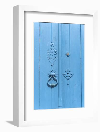 Europe, Portugal, Obidos, Painted Blue Door-Lisa S. Engelbrecht-Framed Photographic Print