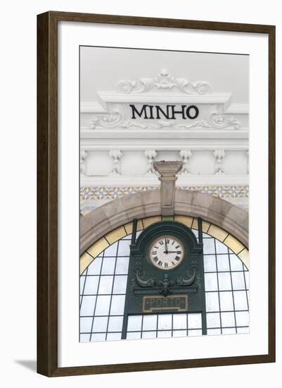 Europe, Portugal, Oporto, Clock in Train Station-Lisa S. Engelbrecht-Framed Photographic Print