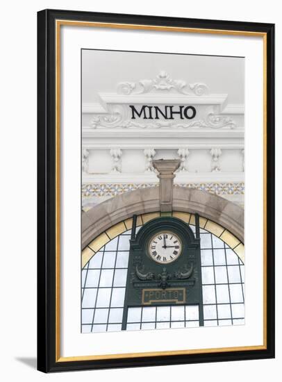 Europe, Portugal, Oporto, Clock in Train Station-Lisa S. Engelbrecht-Framed Photographic Print