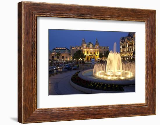 Europe, Principality of Monaco, Monte Carlo, Casino, Fountain, Night-Chris Seba-Framed Photographic Print