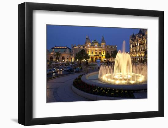 Europe, Principality of Monaco, Monte Carlo, Casino, Fountain, Night-Chris Seba-Framed Photographic Print