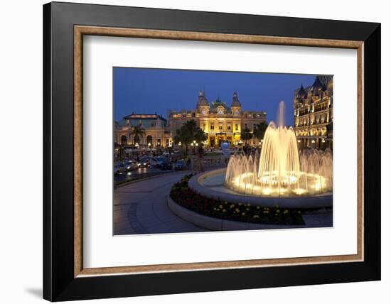 Europe, Principality of Monaco, Monte Carlo, Casino, Fountain, Night-Chris Seba-Framed Photographic Print