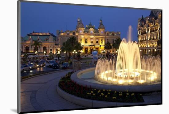 Europe, Principality of Monaco, Monte Carlo, Casino, Fountain, Night-Chris Seba-Mounted Photographic Print