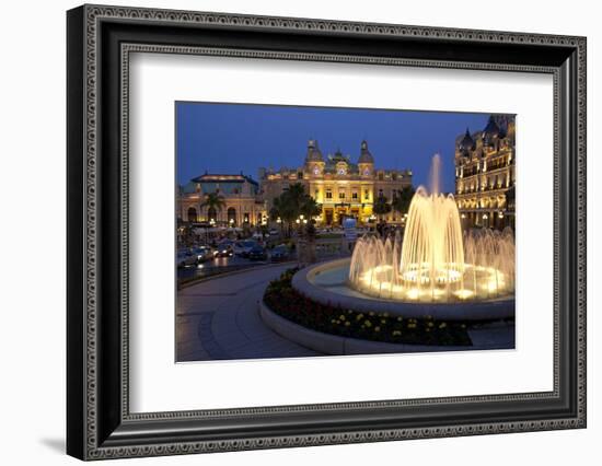 Europe, Principality of Monaco, Monte Carlo, Casino, Fountain, Night-Chris Seba-Framed Photographic Print