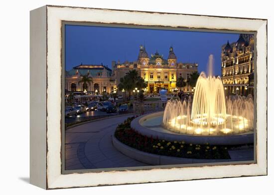 Europe, Principality of Monaco, Monte Carlo, Casino, Fountain, Night-Chris Seba-Framed Premier Image Canvas