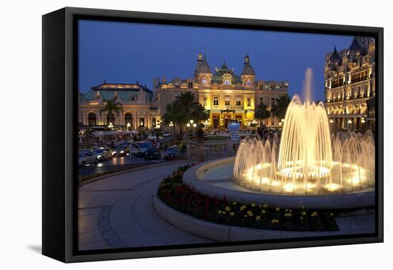 Europe, Principality of Monaco, Monte Carlo, Casino, Fountain, Night-Chris Seba-Framed Premier Image Canvas