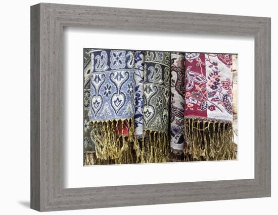 Europe, Romania. Brasov. Romanian embroidery, stitching and weavings.-Emily Wilson-Framed Photographic Print