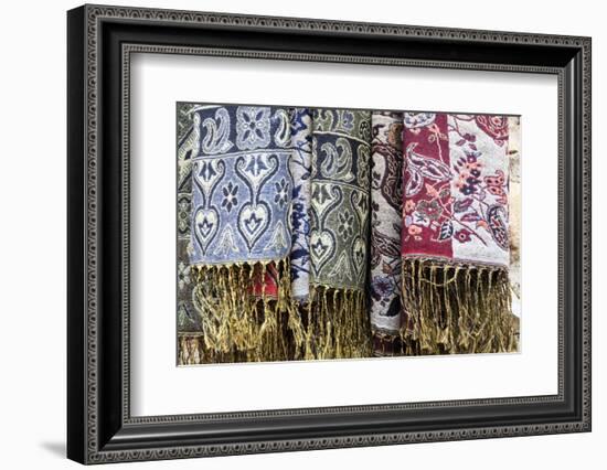Europe, Romania. Brasov. Romanian embroidery, stitching and weavings.-Emily Wilson-Framed Photographic Print