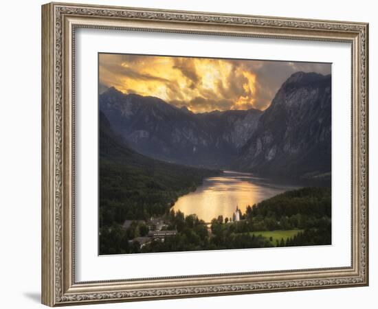 Europe, Slovenia, Bohinj - High View Over Lake Bohinj At Sunset-Aliaume Chapelle-Framed Photographic Print