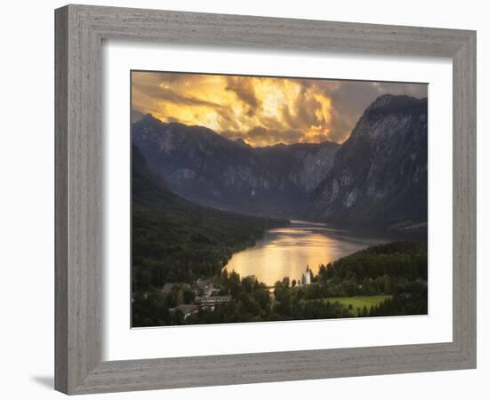 Europe, Slovenia, Bohinj - High View Over Lake Bohinj At Sunset-Aliaume Chapelle-Framed Photographic Print