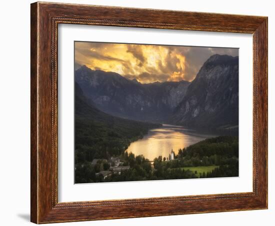 Europe, Slovenia, Bohinj - High View Over Lake Bohinj At Sunset-Aliaume Chapelle-Framed Photographic Print