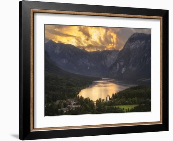 Europe, Slovenia, Bohinj - High View Over Lake Bohinj At Sunset-Aliaume Chapelle-Framed Photographic Print