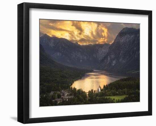 Europe, Slovenia, Bohinj - High View Over Lake Bohinj At Sunset-Aliaume Chapelle-Framed Photographic Print