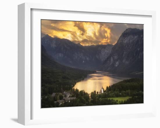 Europe, Slovenia, Bohinj - High View Over Lake Bohinj At Sunset-Aliaume Chapelle-Framed Photographic Print