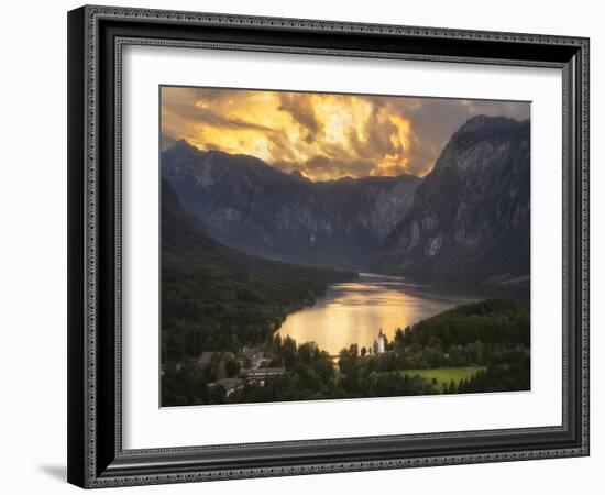 Europe, Slovenia, Bohinj - High View Over Lake Bohinj At Sunset-Aliaume Chapelle-Framed Photographic Print