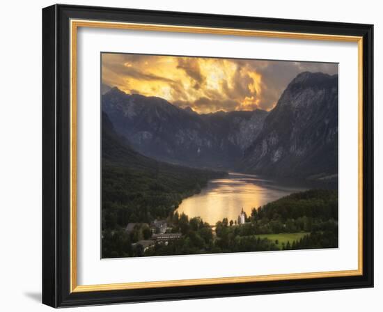 Europe, Slovenia, Bohinj - High View Over Lake Bohinj At Sunset-Aliaume Chapelle-Framed Photographic Print