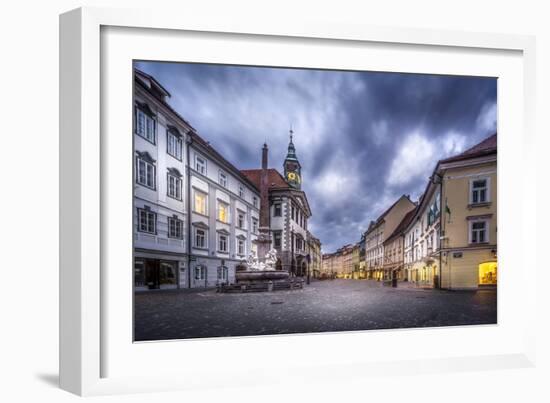 Europe, Slovenia, Ljubljana - Town Hall And The Main Square Of The Capital Of Slovenia-Aliaume Chapelle-Framed Photographic Print