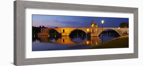 Europe, South of France, Provence, Rhone, Avignon, Pont St Benezet, Lighting, Evening-Chris Seba-Framed Photographic Print