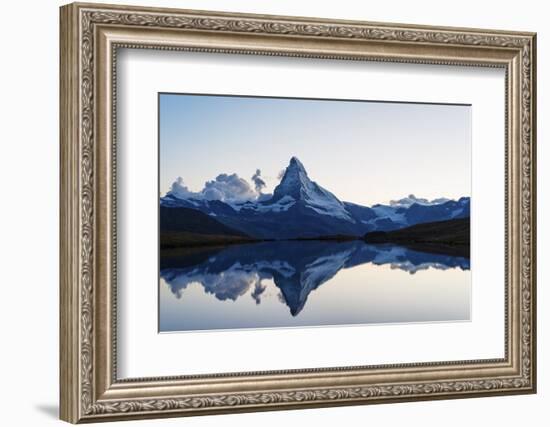 Europe, Switzerland, Valais, Zermatt, Matterhorn (4478M), Stellisee Lake-Christian Kober-Framed Photographic Print
