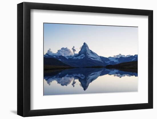 Europe, Switzerland, Valais, Zermatt, Matterhorn (4478M), Stellisee Lake-Christian Kober-Framed Photographic Print