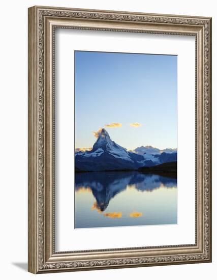 Europe, Switzerland, Valais, Zermatt, Matterhorn (4478M), Stellisee Lake-Christian Kober-Framed Photographic Print