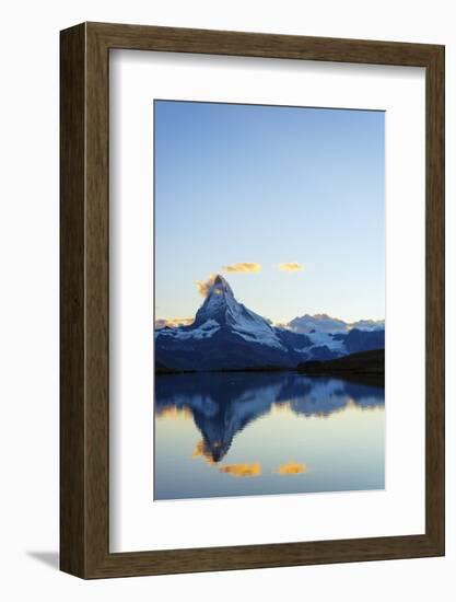 Europe, Switzerland, Valais, Zermatt, Matterhorn (4478M), Stellisee Lake-Christian Kober-Framed Photographic Print