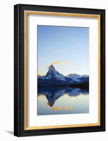 Europe, Switzerland, Valais, Zermatt, Matterhorn (4478M), Stellisee Lake-Christian Kober-Framed Photographic Print