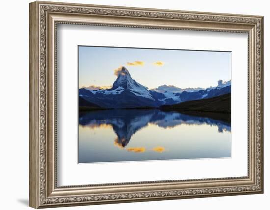 Europe, Switzerland, Valais, Zermatt, Matterhorn (4478M), Stellisee Lake-Christian Kober-Framed Photographic Print