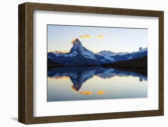 Europe, Switzerland, Valais, Zermatt, Matterhorn (4478M), Stellisee Lake-Christian Kober-Framed Photographic Print