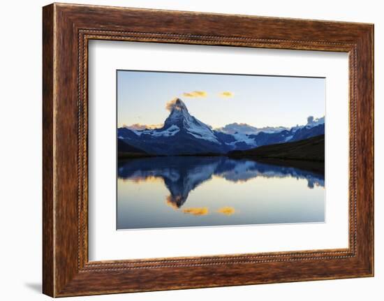 Europe, Switzerland, Valais, Zermatt, Matterhorn (4478M), Stellisee Lake-Christian Kober-Framed Photographic Print