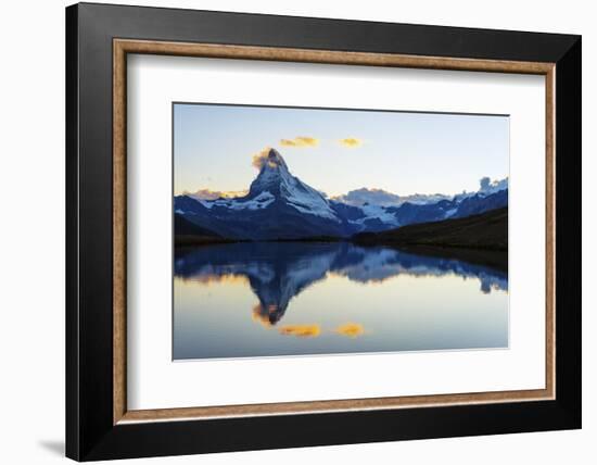 Europe, Switzerland, Valais, Zermatt, Matterhorn (4478M), Stellisee Lake-Christian Kober-Framed Photographic Print