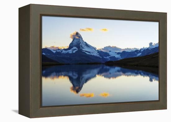 Europe, Switzerland, Valais, Zermatt, Matterhorn (4478M), Stellisee Lake-Christian Kober-Framed Premier Image Canvas