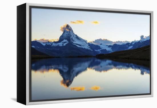 Europe, Switzerland, Valais, Zermatt, Matterhorn (4478M), Stellisee Lake-Christian Kober-Framed Premier Image Canvas