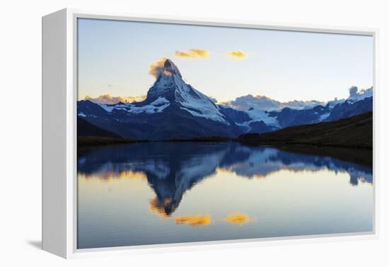 Europe, Switzerland, Valais, Zermatt, Matterhorn (4478M), Stellisee Lake-Christian Kober-Framed Premier Image Canvas