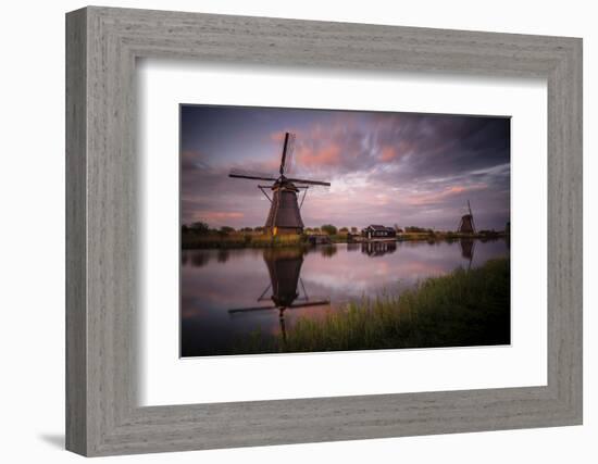 Europe, The Netherlands. Kinderdijk windmills at sunset.-Jaynes Gallery-Framed Photographic Print