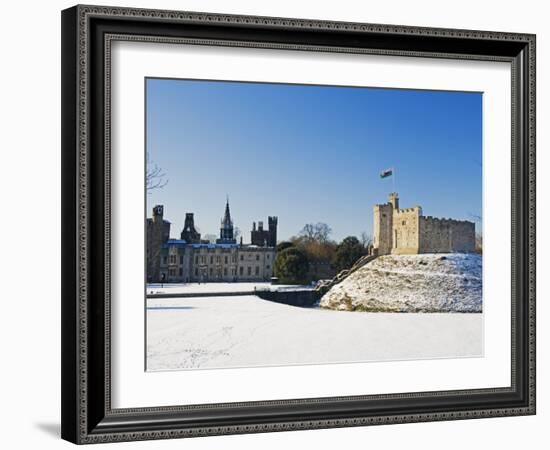 Europe, Uk, United Kingdom, Wales, Cardiff, Snow Covered Cardiff Castle in Winter-Christian Kober-Framed Photographic Print