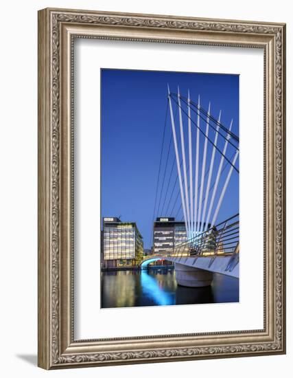 Europe, United Kingdom, England, Lancashire, Manchester, Salford Quays, Media City Footbridge-Mark Sykes-Framed Photographic Print