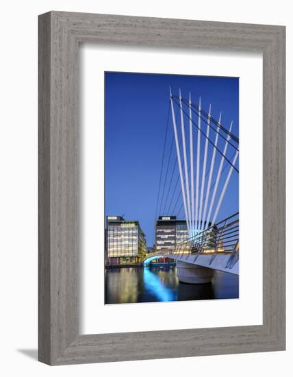 Europe, United Kingdom, England, Lancashire, Manchester, Salford Quays, Media City Footbridge-Mark Sykes-Framed Photographic Print