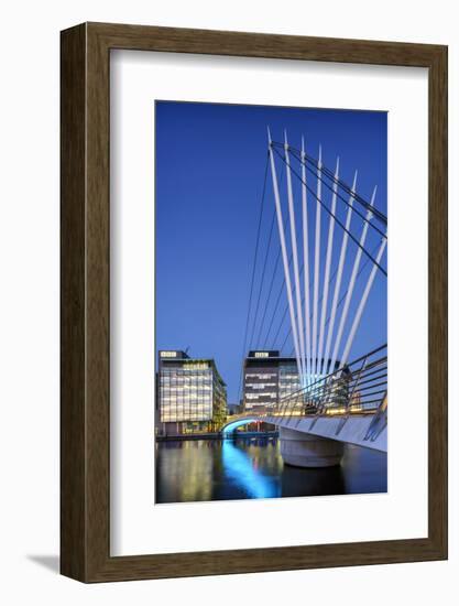 Europe, United Kingdom, England, Lancashire, Manchester, Salford Quays, Media City Footbridge-Mark Sykes-Framed Photographic Print